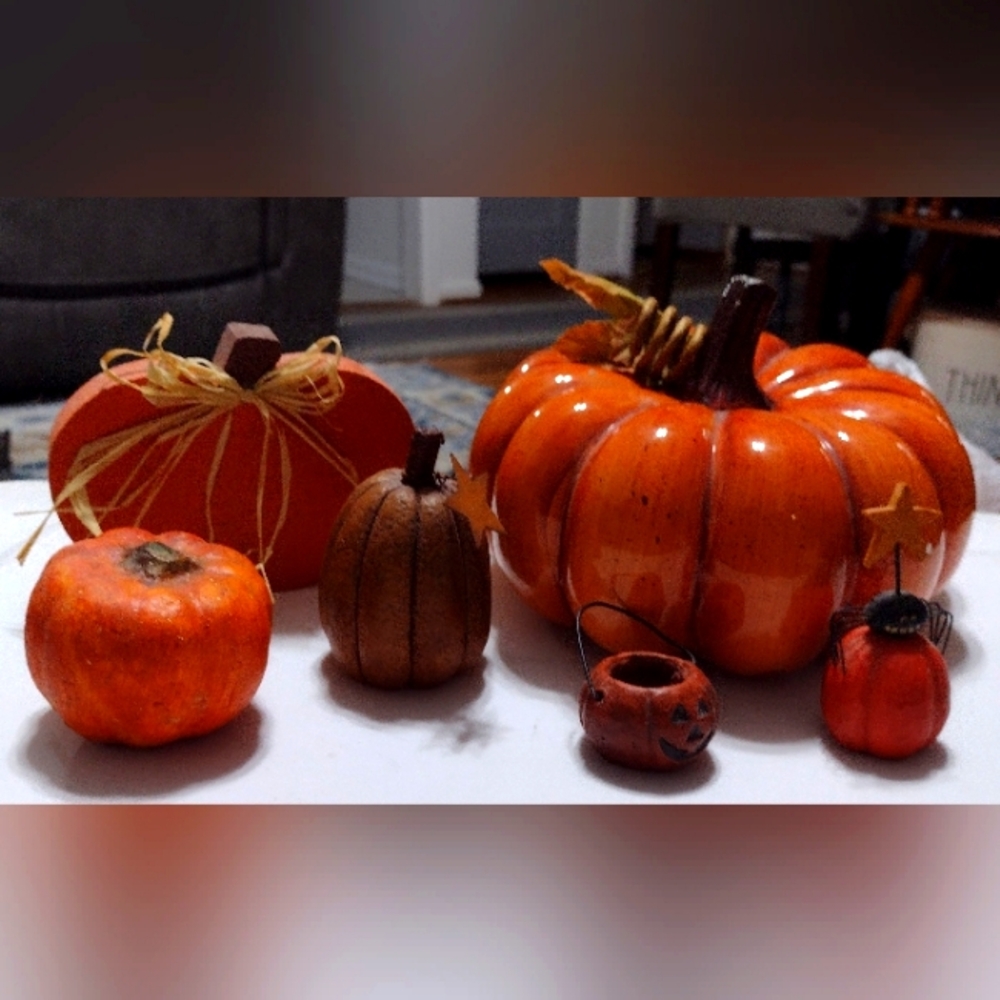 Autumn Pumpkin Home Accent Set - Orange and Brown